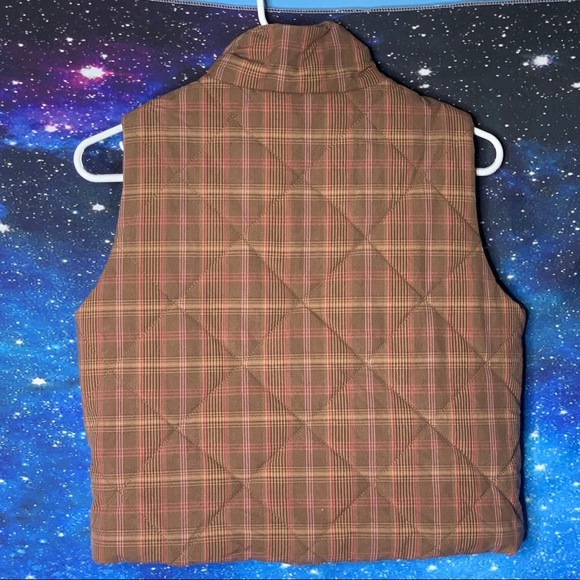 Gap- Brown Plaid Puff Vest size XLarge - Picture 6 of 11